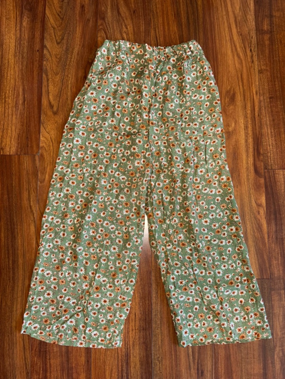 Wide Leg Floral Pants in Sage Green